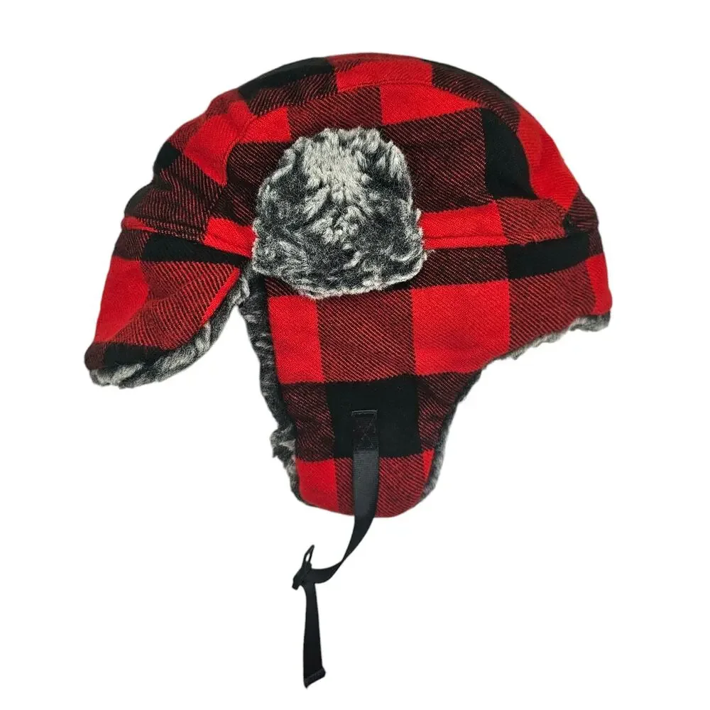 Kids Target Buffalo Plaid Trapper Cap Hat with Flaps with Faux Fur